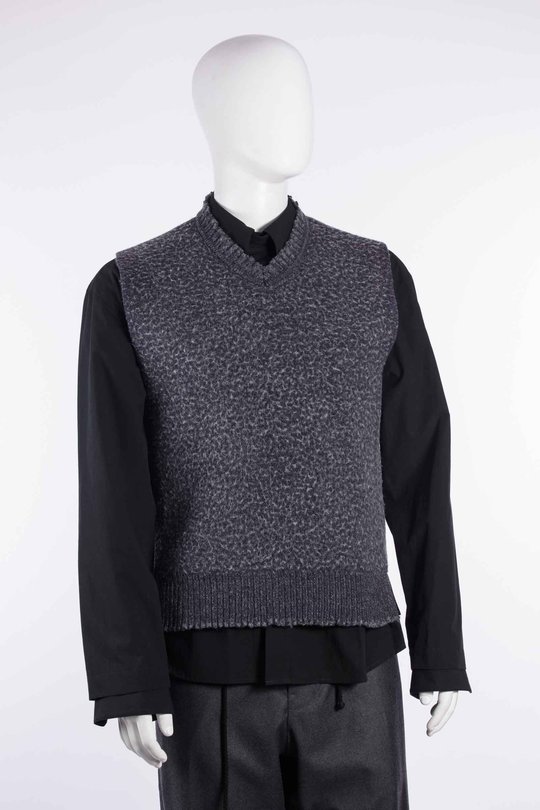 Pullover CGAW26CKNVST24 Washed Knit Blanked Vest navy/grey, CRAIG GREEN