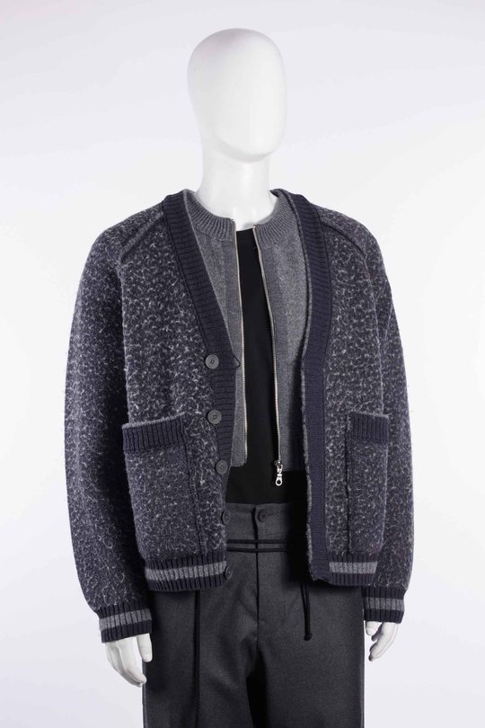 Jacke CGAW26CKNJU82 Washed Knit Blanket Jacket navy/darkgrey, CRAIG GREEN