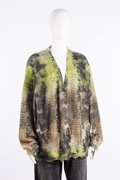Jacke R13WY237 Printed Boyfriend Cardigan brown green ombre snake, R 13