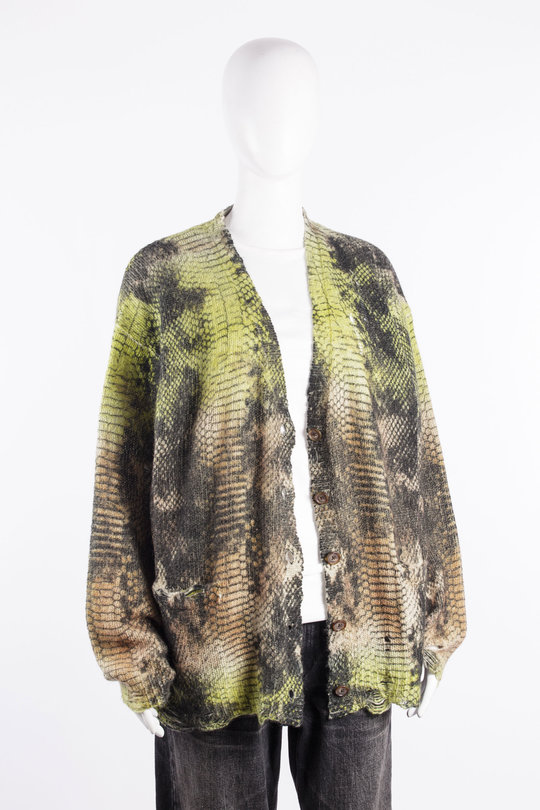 Jacke R13WY237 Printed Boyfriend Cardigan brown green ombre snake, R 13